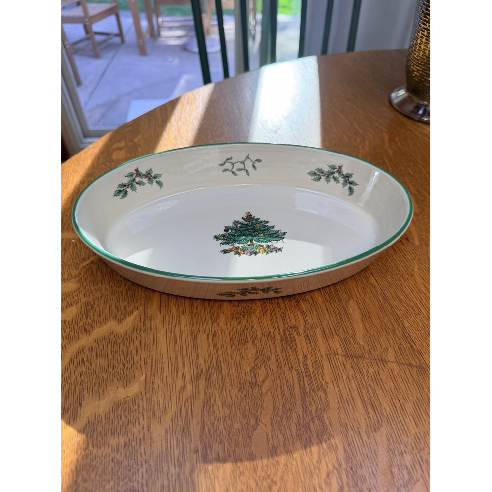 Spode Christmas Tree 11" Oval Oven To Table Baking Dish Excellent